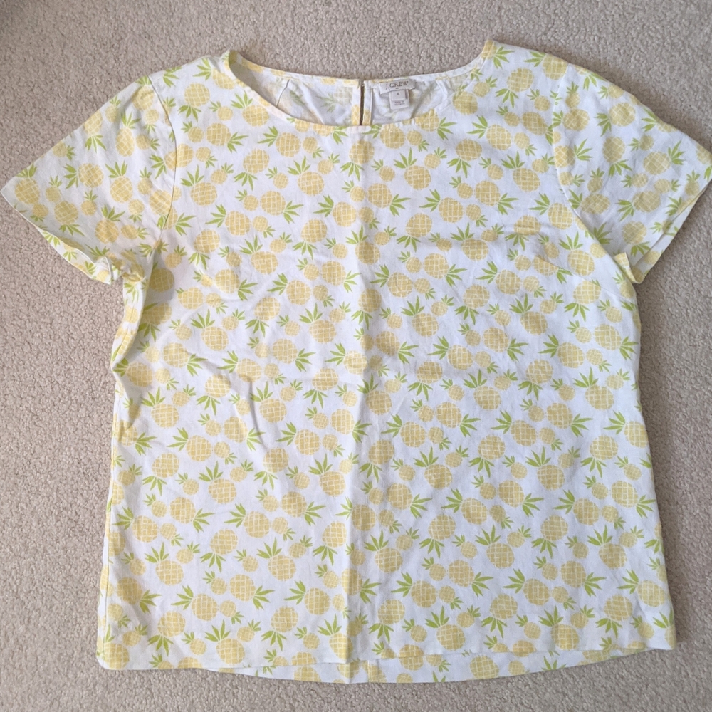 J Crew Pineapple Linen Blend Shirt